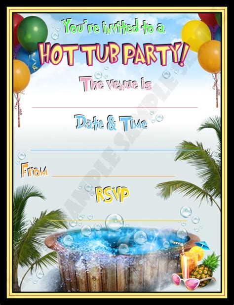 Personalised Birthday Hot Tub Pool Party Invitations Invites Summer My Xxx Hot Girl