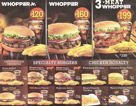 Find out how much items cost. Burger King Menu, Menu for Burger King, Alabang ...