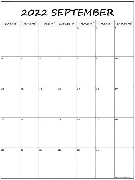 September 2022 Calendar Portrait September 2022 Calendar