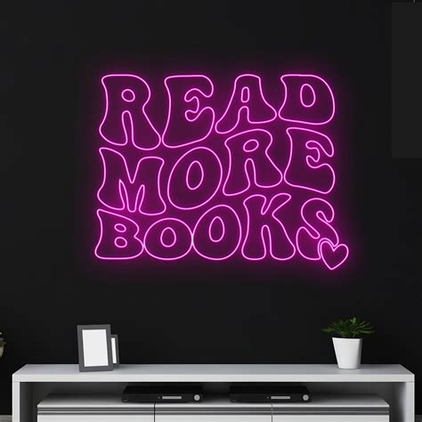 Custom Read More Books Neon Light Personalized Quote Name Neon Sign Book Lovers Led Light