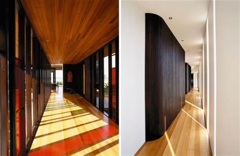 Single Story Two Wings House With Dark Cedar Cladding On