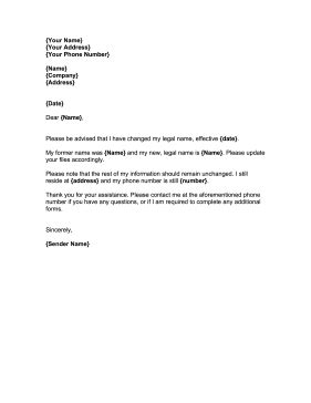Provide them with your forwarding address preferably before you move. Name Change Notification Letter Template | Stolen identity ...