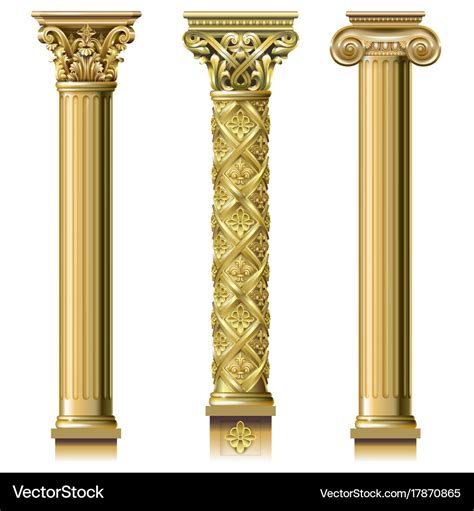 Set Of Classic Gold Columns Royalty Free Vector Image