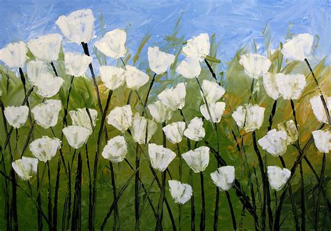 Abstract Modern Floral Art White Tulips By Amy Giacomelli Painting By