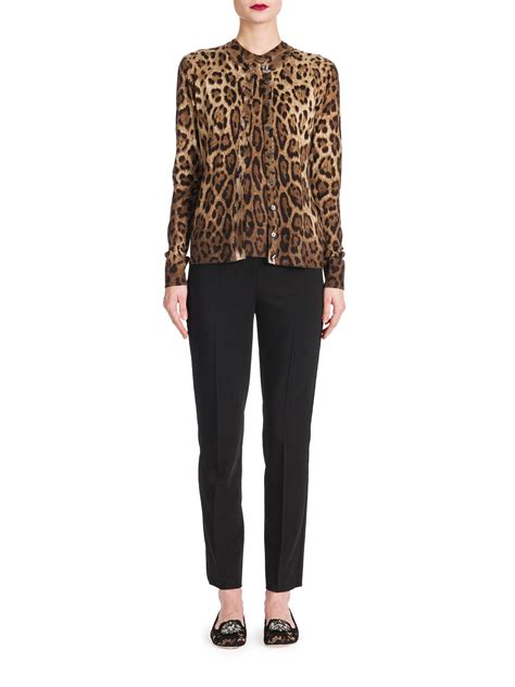 Dolce Gabbana Leopard Print Cashmere Silk Cardigan Lyst