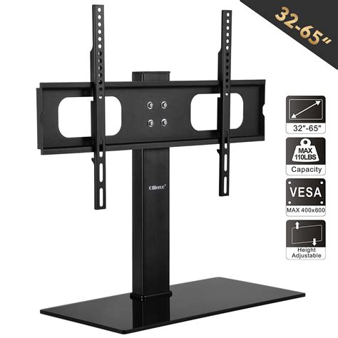 Allieroo Universal Tabletop Tv Stand With Mount Adjustable Height For