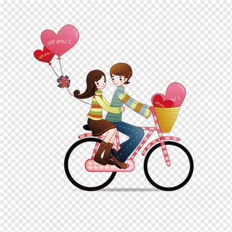 Couple Love Romance Cartoon Couple Couple Riding Bike Love Cartoon Character Image File