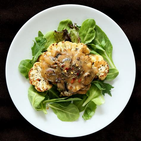 Cauliflower Steaks With Mushroom Gravy Vegan Glutenfree Recipe Vegan