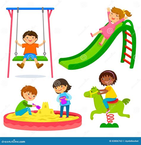 Kids Playing At Playground Clipart