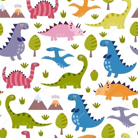 Cute Dinosaurs Seamless Pattern — Stock Vector © Juliyas 101154774