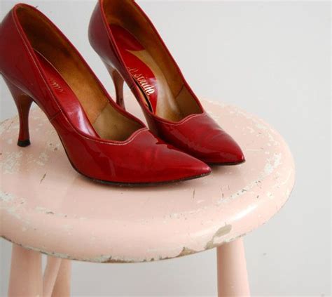 Vintage 1950s Shoes 50s Red Stiletto Heels The Monroe 65 Red