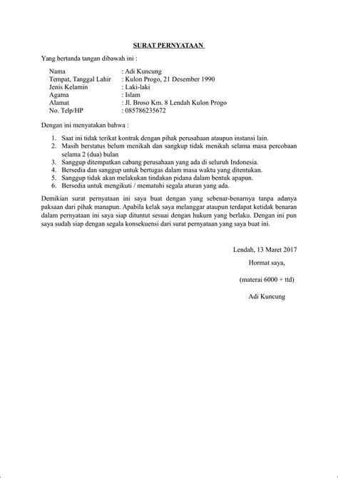 Contoh Surat Pernyataan Perjanjian Kriminal Surat Permohonan Desain