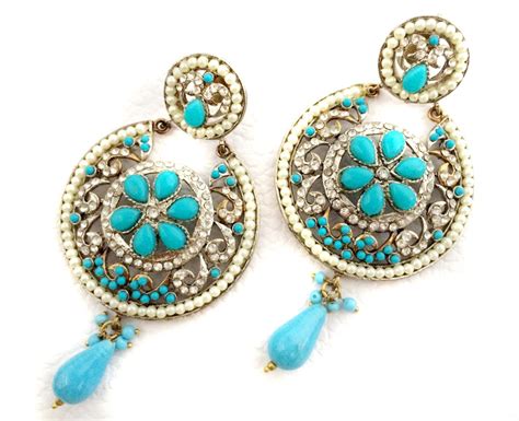 Turquoise Chandelier Earring Long Earrings Bridal Etsy