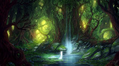 Jorge Jacinto Digital Art Artwork Forest Wood Trees Plants Water