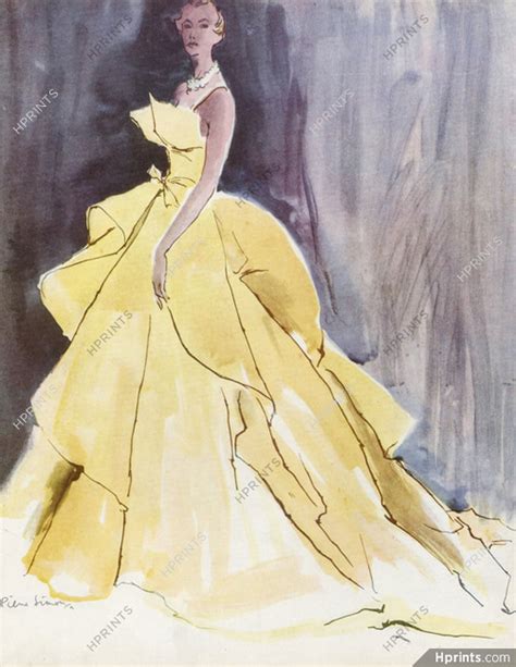 Christian Dior 1949 Evening Gown Fashion Illustration Pierre