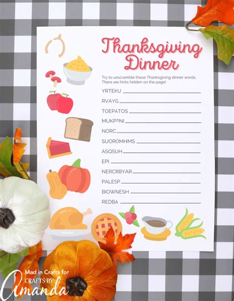 Thanksgiving Word Scramble Crafts By Amanda Free Printables