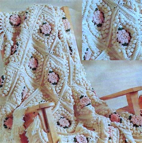 Vintage Crochet Pattern For Floral Popcorn Afghan Instant