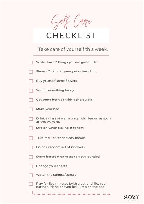 100 Ways To Heal The Ultimate Self Care Checklist Sozy