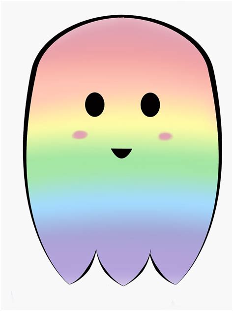 Cute Blushing Rainbow Ghost Sticker By Mythicalpride Redbubble