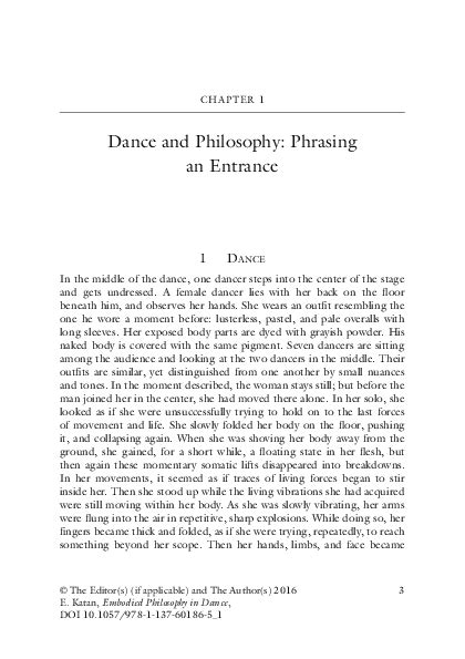 Pdf Dance And Philosophy Phrasing An Entrance 1st Chapter Embodied Philosophy In Dance
