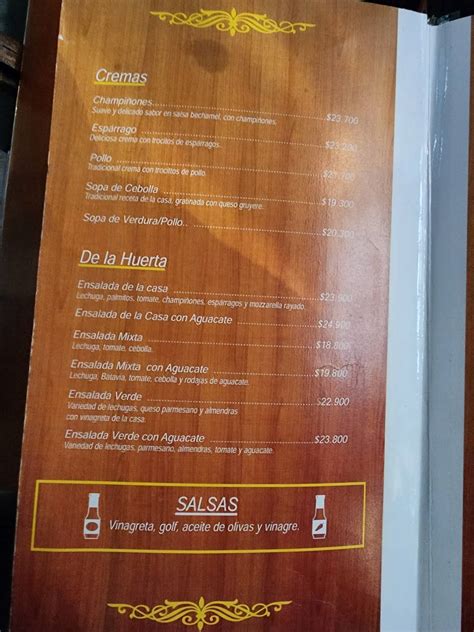 Carta De Restaurante Estancia Chica Bogotá