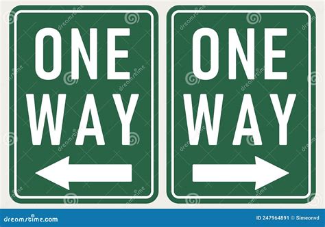 One Way Green Sign Direction Road Sign Vector Illustration Stock