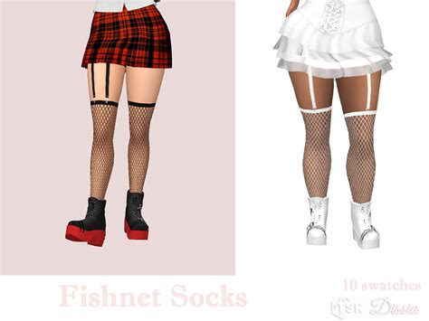 Dissia Fishnet Socks 10 Swatches 2 Colors 5 Straps