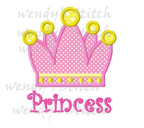 Princess Crown Applique Machine Embroidery Design Etsy