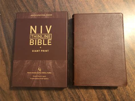 Personalized Niv Giant Print Thinline Bible Brown Genuine Buffalo