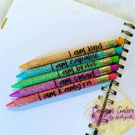 Positive Affirmation Glitter Mechanical Pencils Etsy Canada Pencil