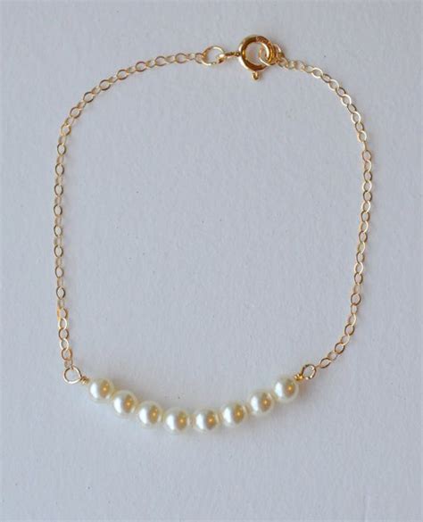 Gold Or Silver Pearl Bracelet Dainty Bridesmaids Bracelet Silver Pearl