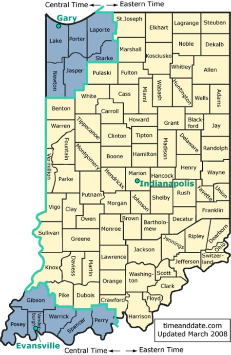 Switch to a google earth view for the detailed virtual globe and 3d buildings in many major cities worldwide. Indiana's Time Zones and Daylight Saving Time (DST)