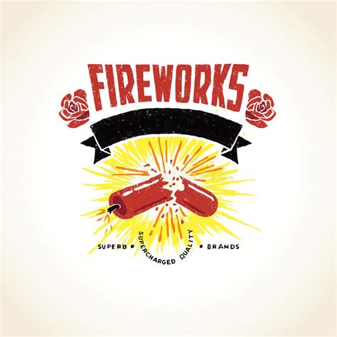 Vintage Distressed Fireworks Logo Seal Banner Stock Image