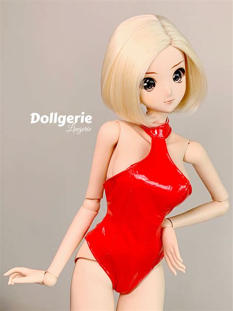 Shiny Red Halterneck Swimsuit Dollgerie