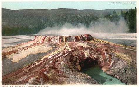 Vintage Postcard 1920s Punch Bowl Geyser Spring Yellowstone National
