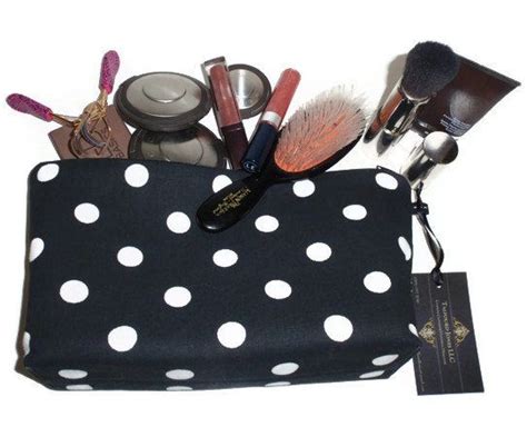 Medium Polka Dot Makeup Bag In Black And White Zippered Etsy Makeup