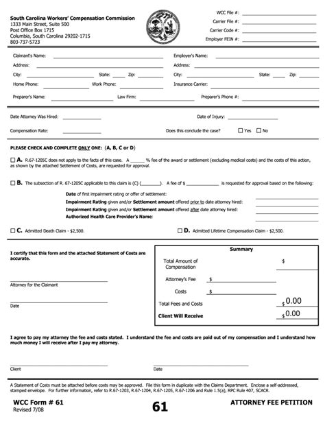 Contact Us South Carolina Workers Compensation Form Fill Out And
