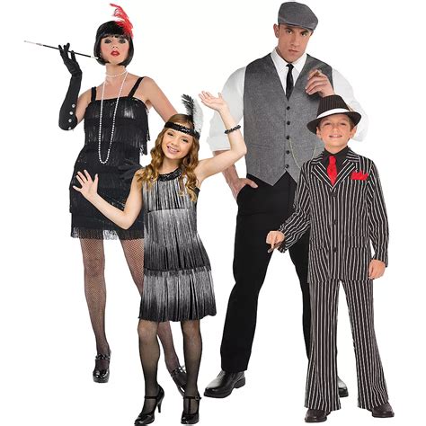 Gold Flirty Flapper And Roaring 20s Dapper Man Couples Costumes For