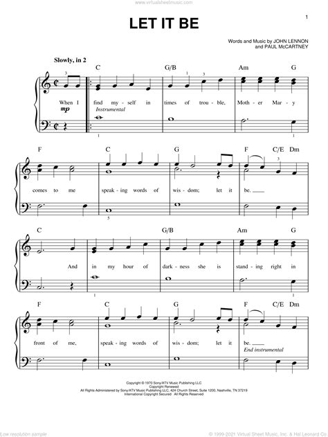 Drag this button to your bookmarks bar. Beatles - Let It Be, (easy) sheet music for piano solo PDF