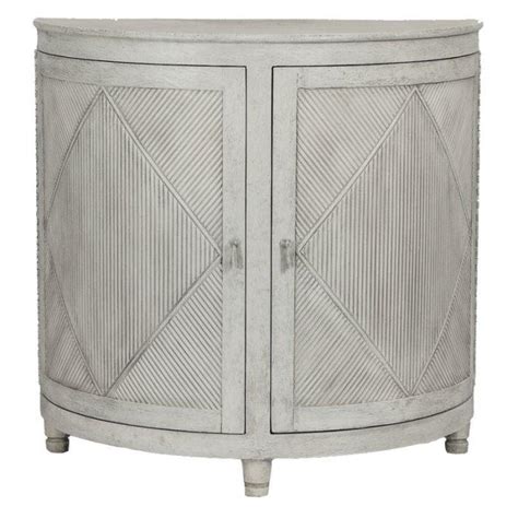 Demilune Distressed Gray Ribbed Half Moon Cabinet