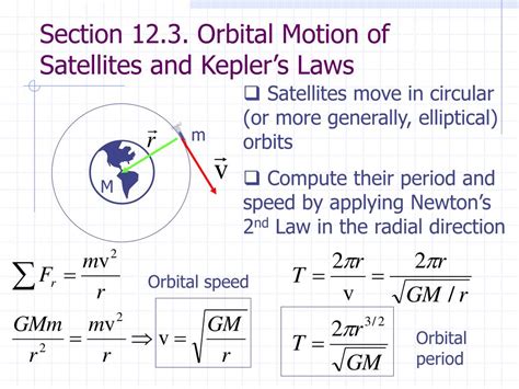 Ppt Section 123 Orbital Motion Of Satellites And Keplers Laws