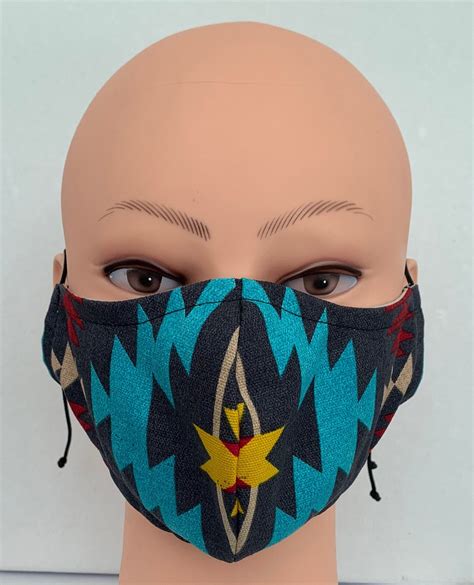 Tribal Face Mask Native Indian Mask Fitted Mask Aztec Etsy