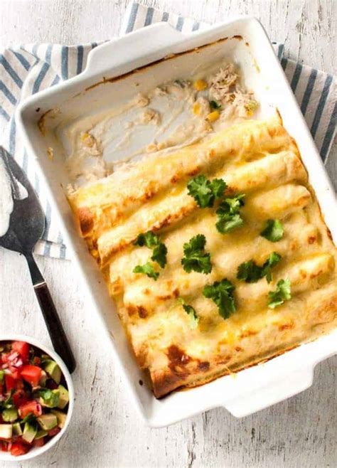 Creamy White Chicken Enchiladas Recipetin Eats