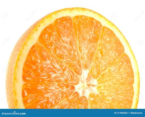 Slice Of Half Ripe Orange Isolated On White Stock Photo Image Of