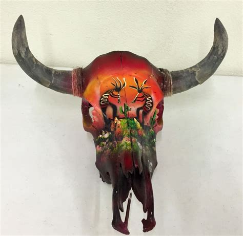 Hand Painted Cow Skull