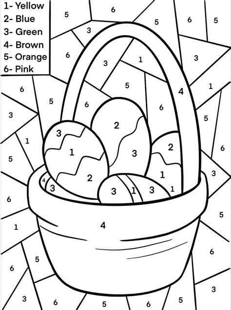 a basket of easter eggs color by number download print now