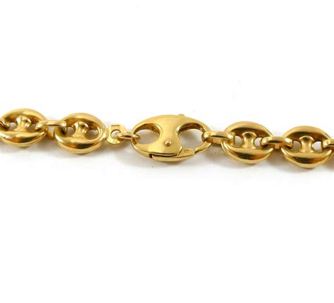 Mens Hollow Gucci Puff Link 14k Yellow Gold Chain Necklace Tns