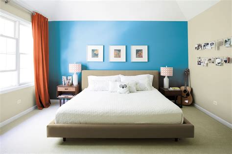 This Bold And Bright Blue Accent Wall Is Balanced By Soft Tan Neutrals
