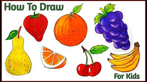 How To Draw Fruits For Kids Part 1 Youtube