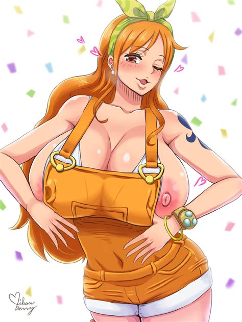 Mikanberry Nami One Piece One Piece Highres 1girl Breasts Cleavage Huge Breasts Large